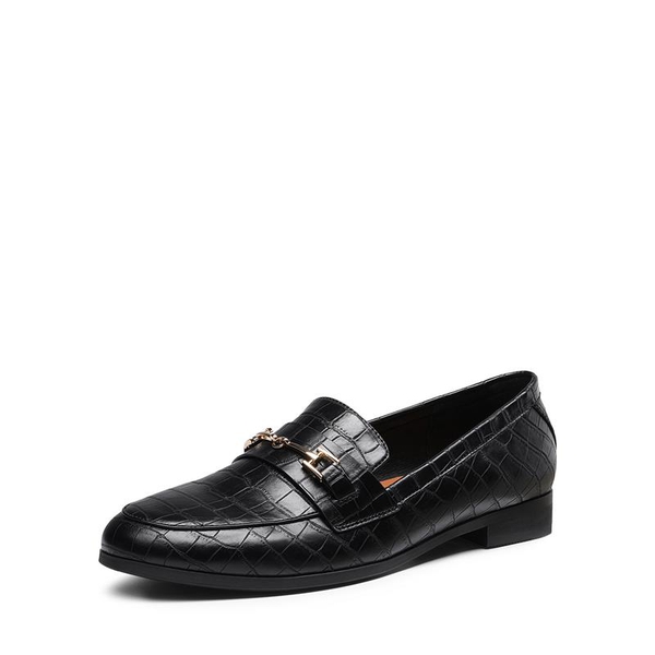 Chic Metallic Detail Loafers - BLACK STONE -  0